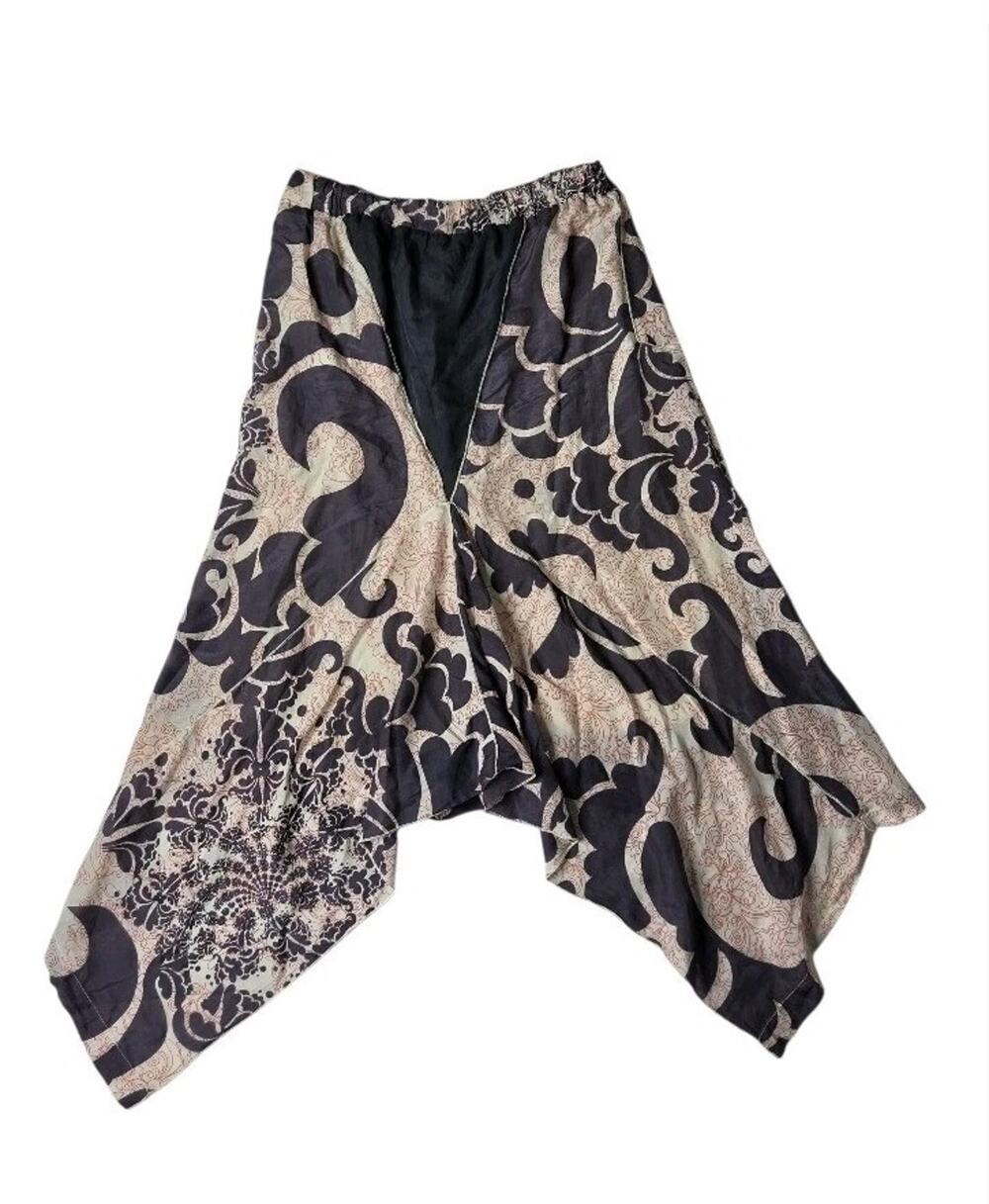 Fumblin' Foe Silk Asymmetrical Handkerchief Hem Indie Boho Artsy Skirt Size M